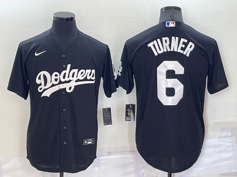Men Los Angeles Dodgers #6 Turner Black Inversion Nike 2022 MLB Jersey